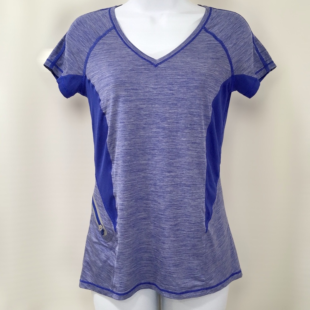 Athleta Heather Blue V-Neck Running Top, Size XS